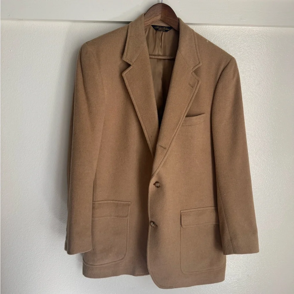 Brooks Brothers Camel Hair Blazer 41L Vintage Tan Sport Coat Mens Wool Jacket